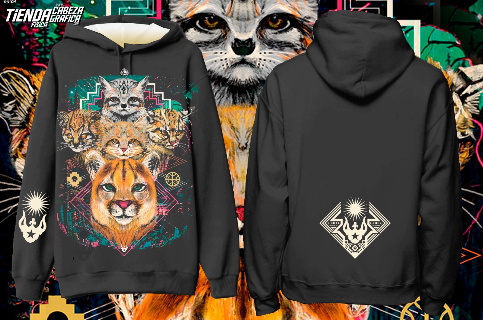 Polerón capucha 5 Felinos Unisex