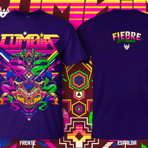 Polera Fiebre de Cumbia Hombre – Diseño Colaborativo Cumbia Psicodélica 100% Algodón