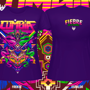 Polera Fiebre de Cumbia Mujer – Diseño Colaborativo Cumbia Psicodélica 100% Algodón